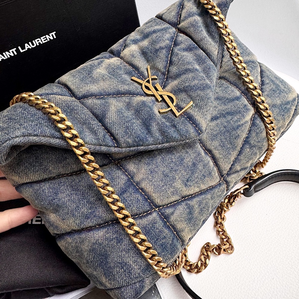 SOLD❌Saint Laurent Puffer Toy Lou Bag in Denim Cassandre Logo crossbody blue - Picture 2 of 11